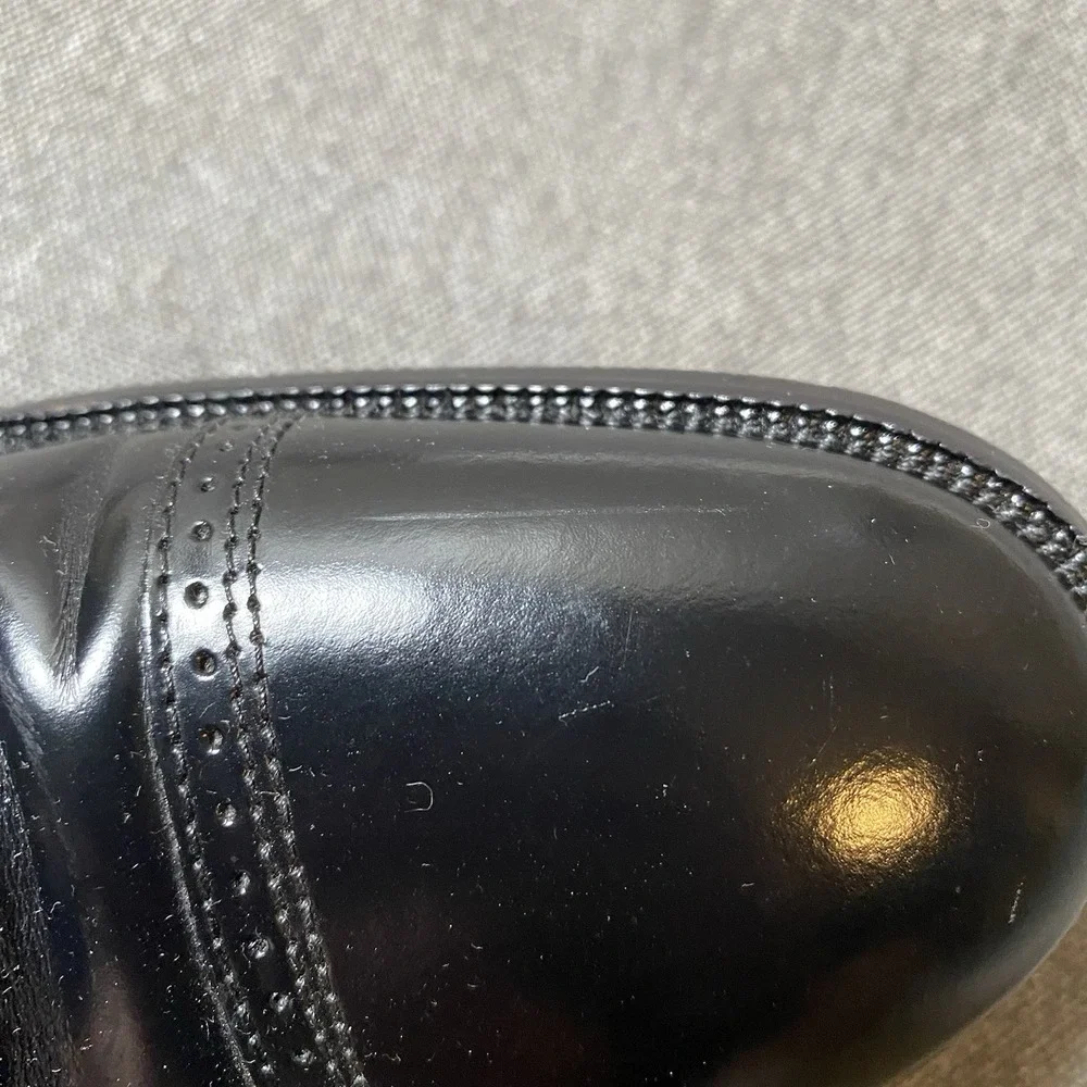 Johnston Murphy Bradford Cap Toe Derby Dress Shoes 10D Sheepskin Black 15-1771